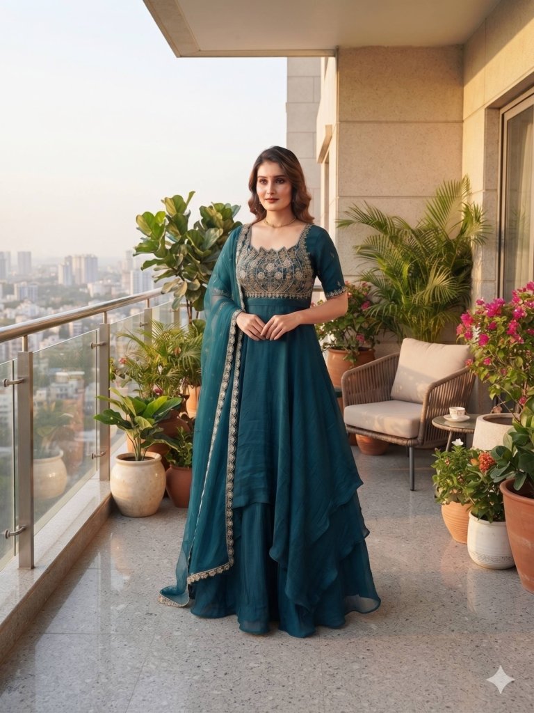 Premium Layered Gown with Dupatta – Wedding & Festive Collection 2026