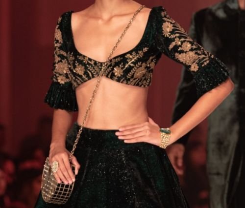 Pooja Hegde Collection Velvet Lehenga